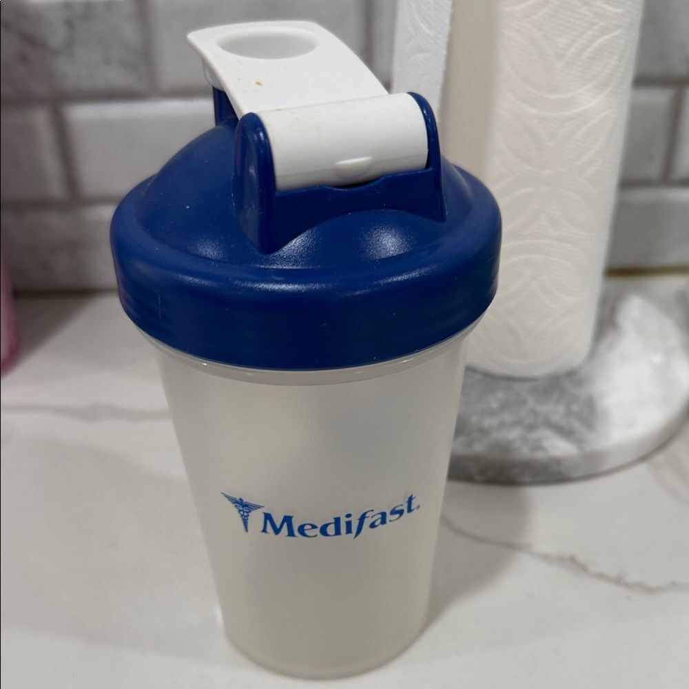 Blue and White Shaker Bottle